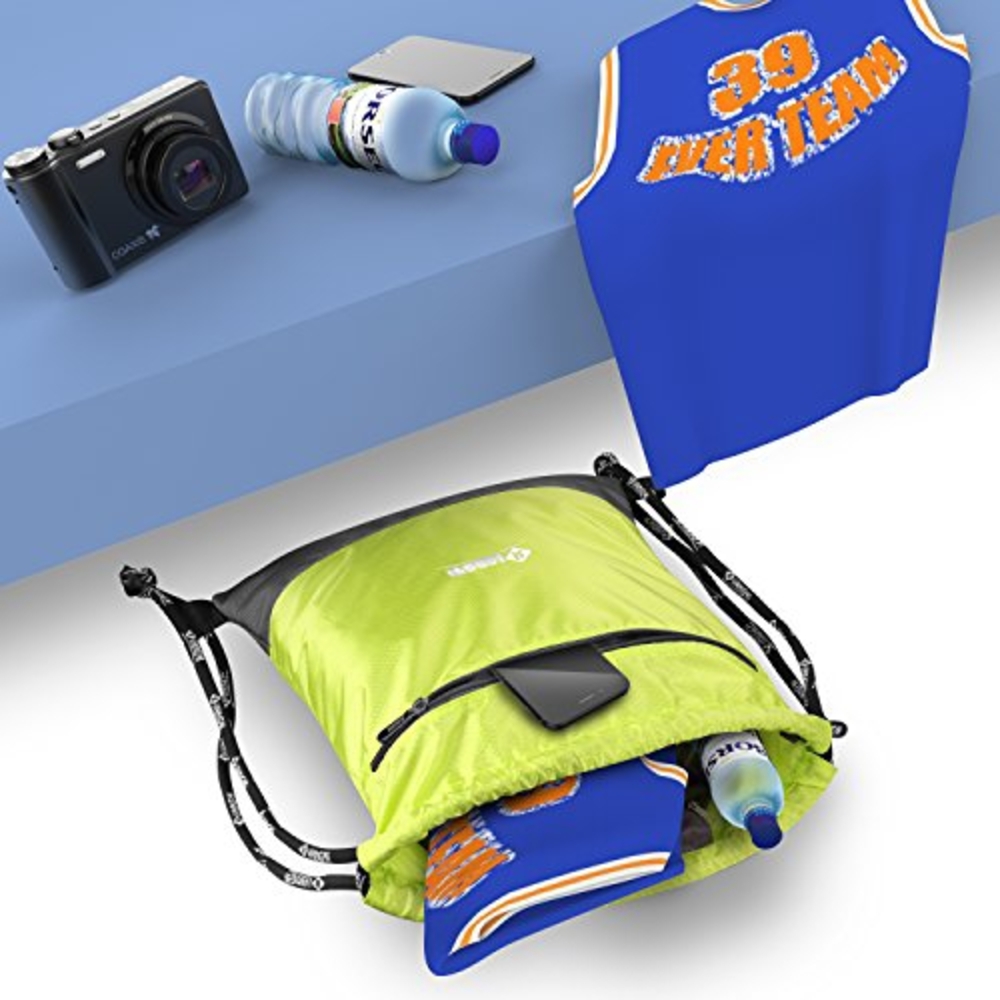Xiangyi Lime Green and Black Multifunctional Drawstring Gym Backpack - Picture 4 of 4